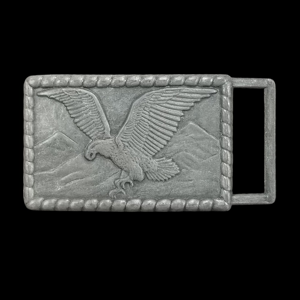 Vintage Bald Eagle Mountain Scene Belt Buckle Tone Western Wildlife Soaring